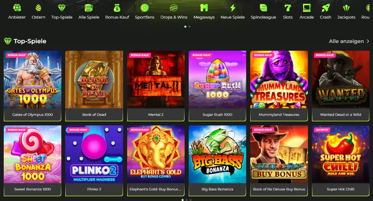 Spielauswahl bei Betovo Casino